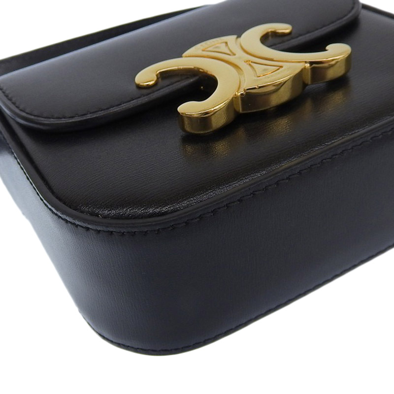 http://セリーヌ%20CELINE%20ミニ%20クロード%20ショルダー%20クロスボディトリオンフ%20シャイニーカーフスキン%20ブラック%2010I513DPV.38NO%20中古%20OB1986