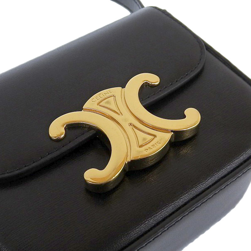 http://セリーヌ%20CELINE%20ミニ%20クロード%20ショルダー%20クロスボディトリオンフ%20シャイニーカーフスキン%20ブラック%2010I513DPV.38NO%20中古%20OB1986