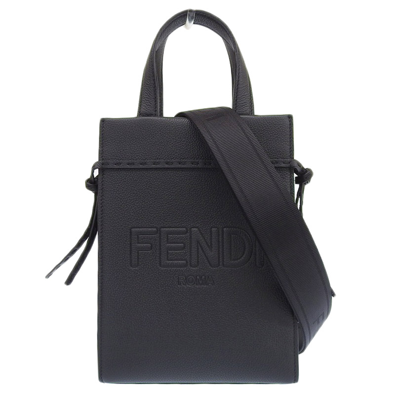 フェンディ FENDI ローマトート 2WAYバッグ ハンドバッグ ショルダーバッグ レザー ブラック 7VA584 中古 OB1989