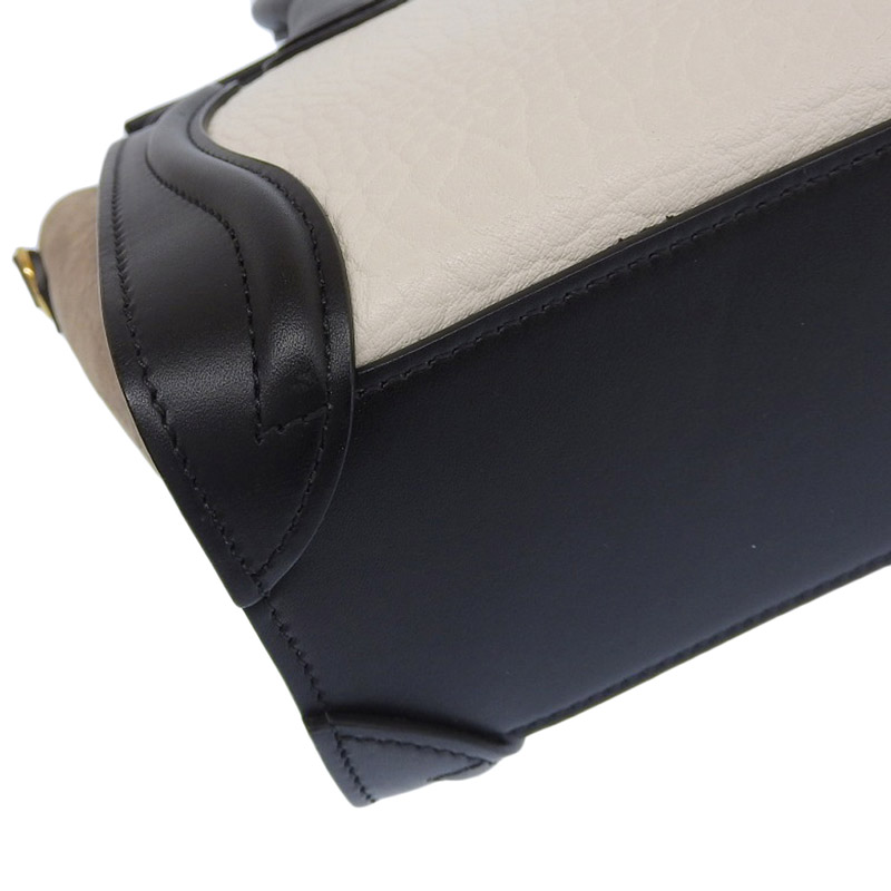 http://セリーヌ%20CELINE%20ラゲージ%20ナノショッパー%202WAYバッグ%20ハンドバッグ%20ショルダー%20レザー%20ホワイト%20ブラック%20ブラウン%20中古%20OB1991