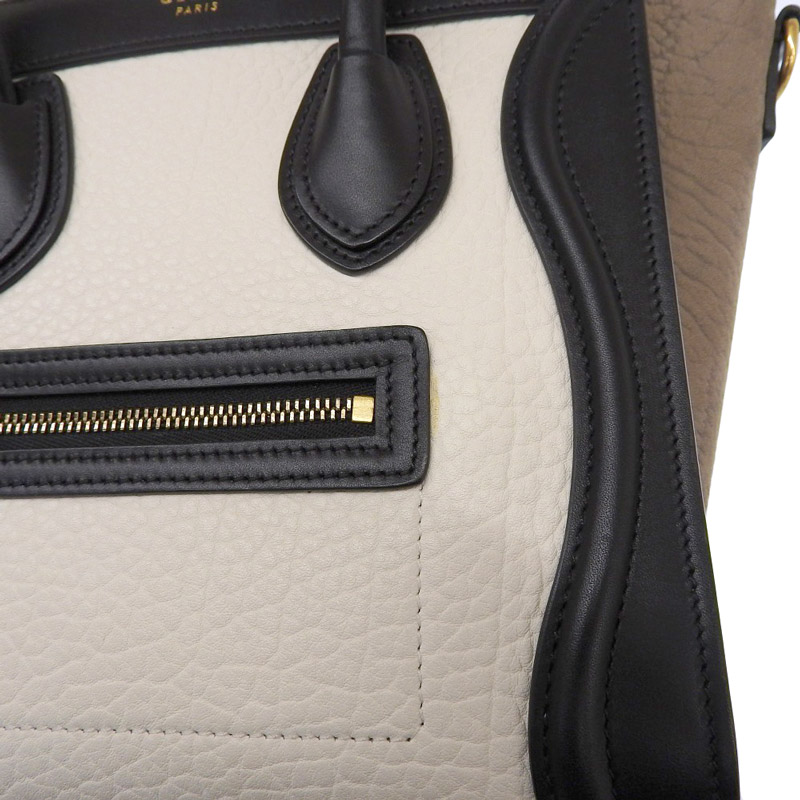 http://セリーヌ%20CELINE%20ラゲージ%20ナノショッパー%202WAYバッグ%20ハンドバッグ%20ショルダー%20レザー%20ホワイト%20ブラック%20ブラウン%20中古%20OB1991