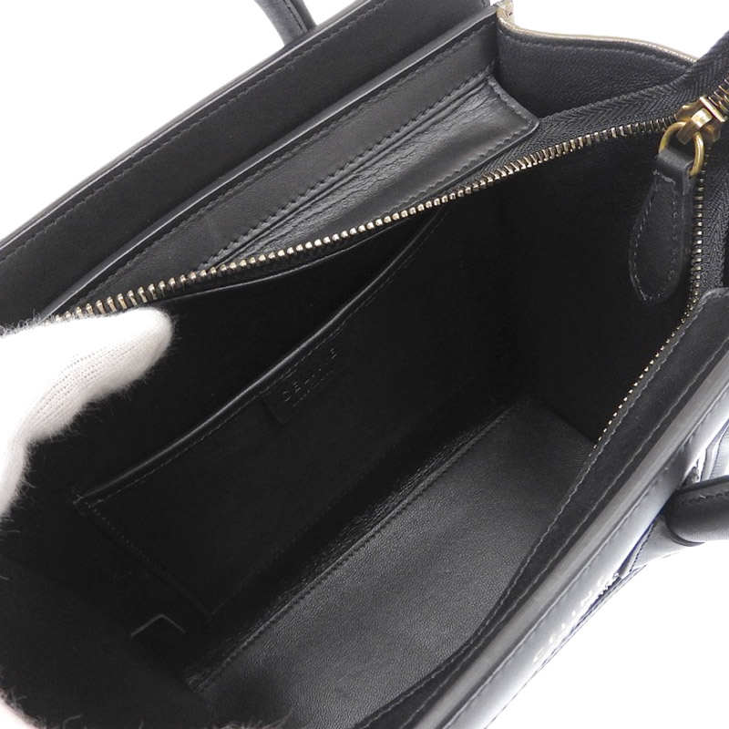 http://セリーヌ%20CELINE%20ラゲージ%20ナノショッパー%202WAYバッグ%20ハンドバッグ%20ショルダー%20レザー%20ホワイト%20ブラック%20ブラウン%20中古%20OB1991