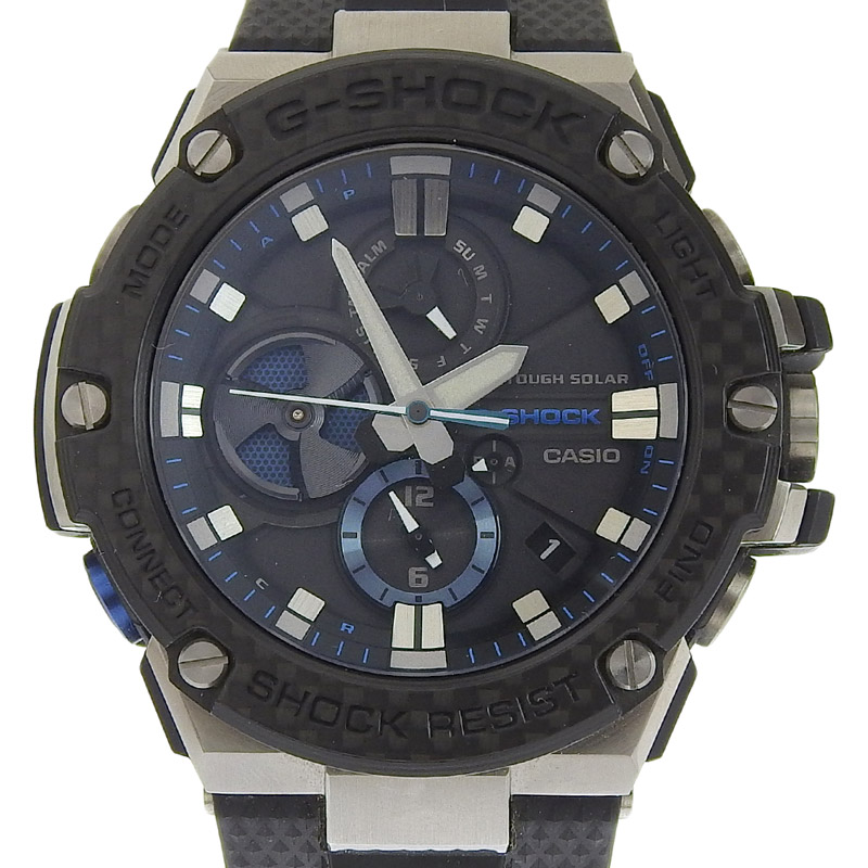 カシオ CASIO 時計 Gショック ソーラー 腕時計 メンズ SS/ラバー ブラック文字盤 GST-B100XA 中古 OW0435