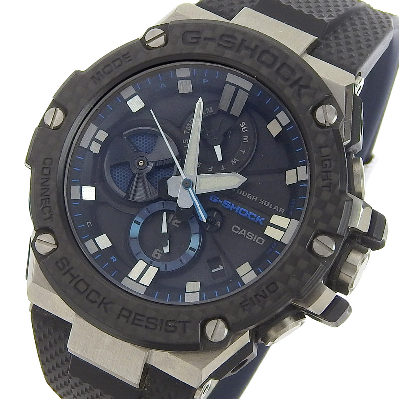 http://カシオ%20CASIO%20時計%20Gショック%20ソーラー%20腕時計%20メンズ%20SS/ラバー%20ブラック文字盤%20GST-B100XA%20中古%20OW0435