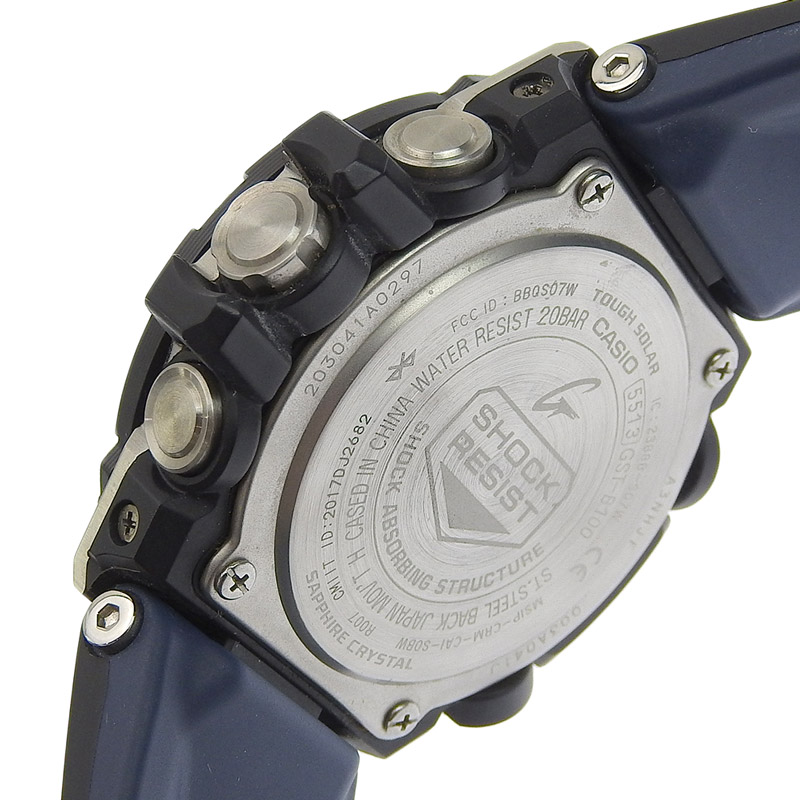 http://カシオ%20CASIO%20時計%20Gショック%20ソーラー%20腕時計%20メンズ%20SS/ラバー%20ブラック文字盤%20GST-B100XA%20中古%20OW0435