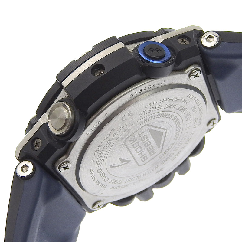 http://カシオ%20CASIO%20時計%20Gショック%20ソーラー%20腕時計%20メンズ%20SS/ラバー%20ブラック文字盤%20GST-B100XA%20中古%20OW0435