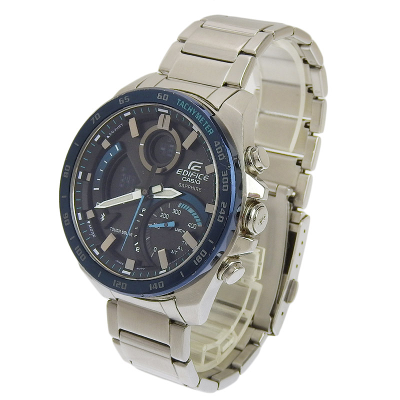http://カシオ%20CASIO%20時計%20エディフィス%20ソーラー%20腕時計%20メンズ%20SS%20ブラック/ブルー文字盤%20スマートフォンリンク%20ECB-900Y%20中古%20OW0436