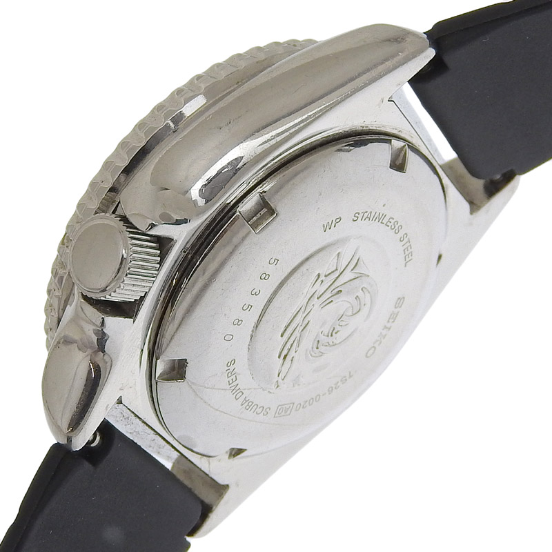 http://セイコー%20SEIKO%20時計%20ダイバーズ%20自動巻き%20腕時計%20メンズ%20SS/ラバー%20ブラック文字盤%207S26-0020%20中古%20OW0437