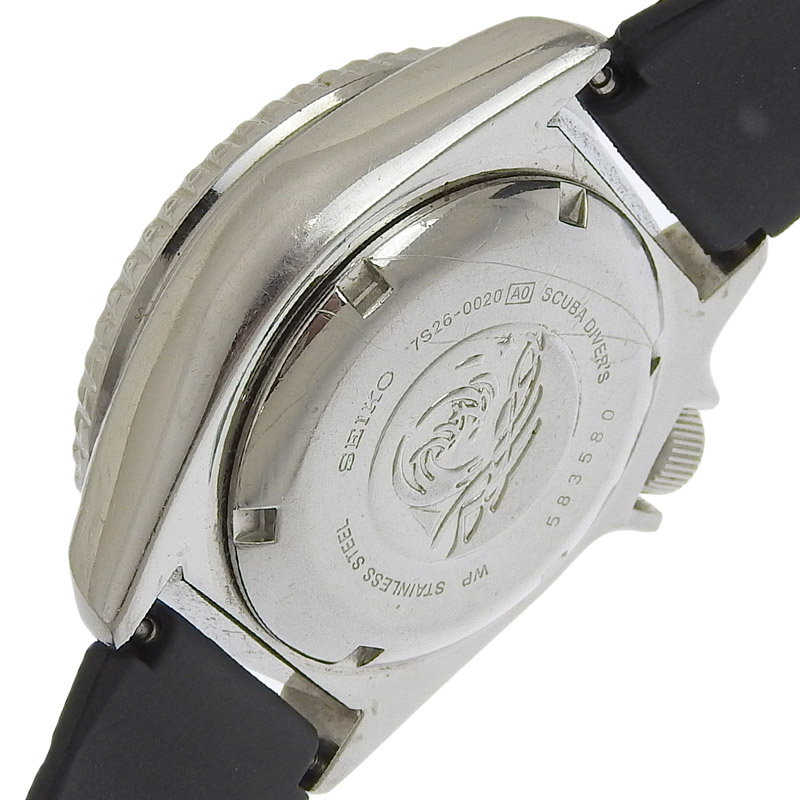 http://セイコー%20SEIKO%20時計%20ダイバーズ%20自動巻き%20腕時計%20メンズ%20SS/ラバー%20ブラック文字盤%207S26-0020%20中古%20OW0437