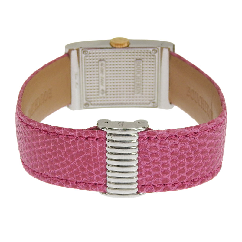 http://ブシュロン%20BOUCHERON%20時計%20リフレ%20クォーツ%20腕時計%20レディース%20SS/K18/レザー%20シルバー文字盤%20中古%20OW0438
