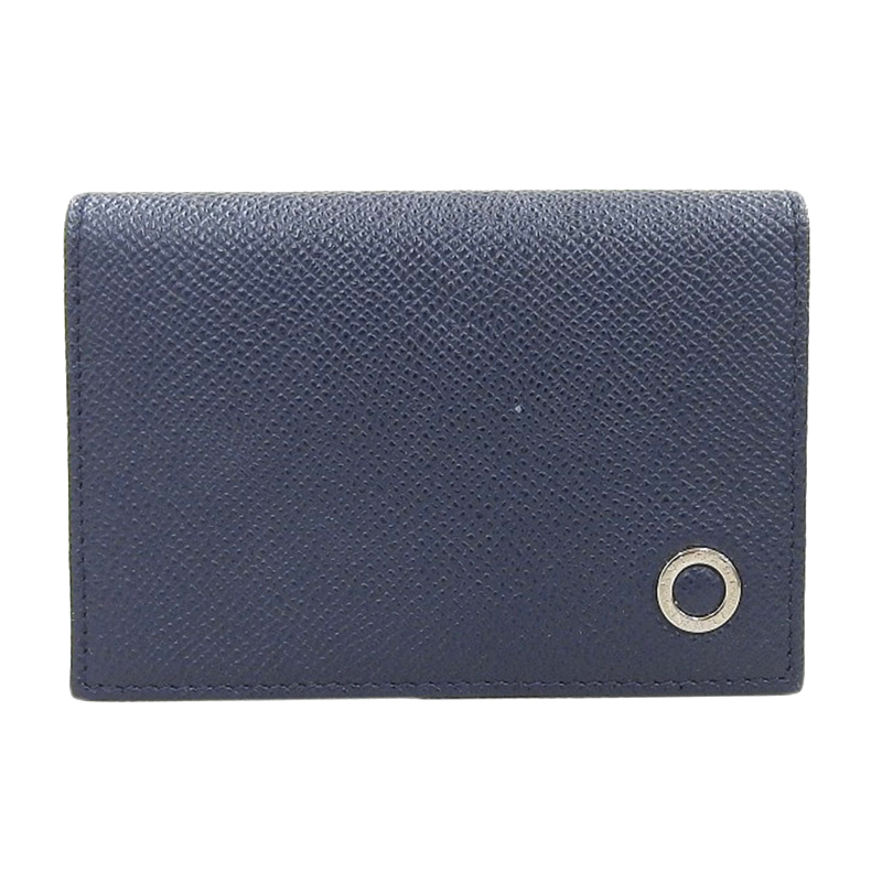 ブルガリ BVLGARI 名刺入れ カードケース レザー ネイビー 美品 BV0363