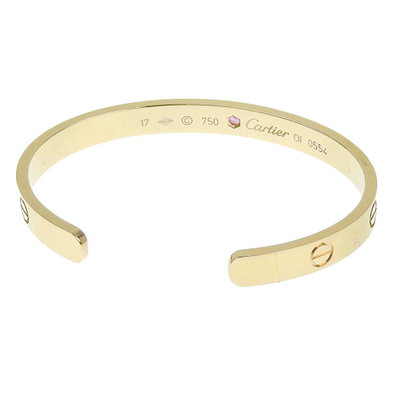 http://カルティエ%20CARTIER%20ラブオープンブレス%20ラブブレス%20ブレスレット%20バングル%20K18PG%201Pピンクサファイア%20#17%20B6030017%20中古%20CA0463