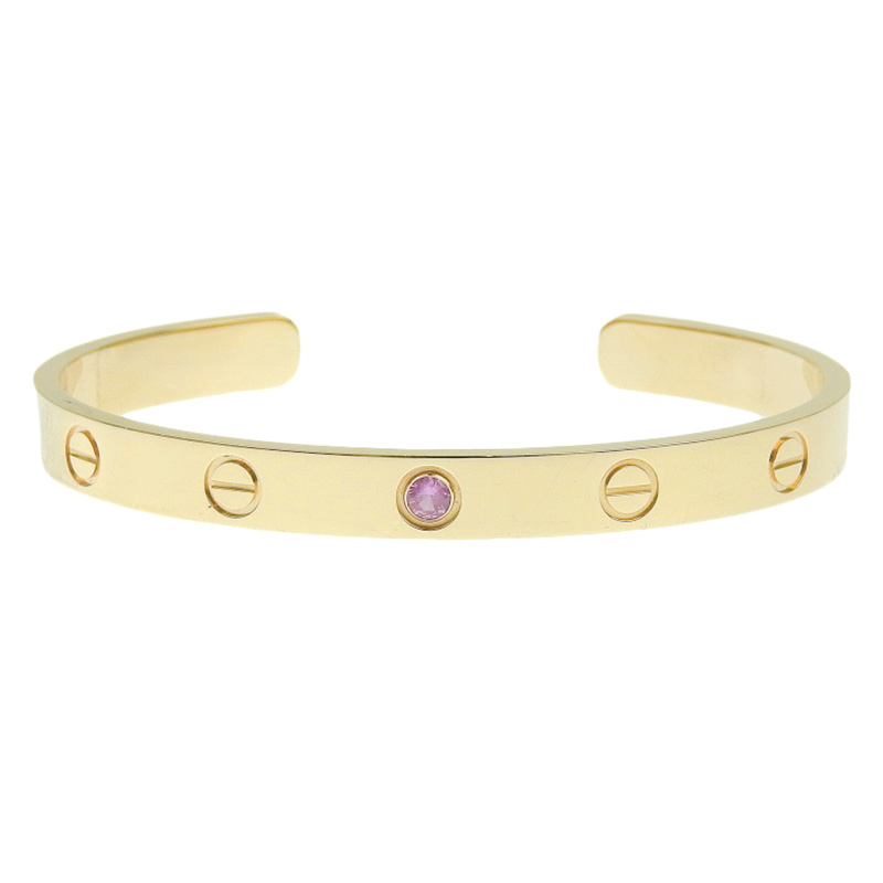 http://カルティエ%20CARTIER%20ラブオープンブレス%20ラブブレス%20ブレスレット%20バングル%20K18PG%201Pピンクサファイア%20#17%20B6030017%20中古%20CA0463
