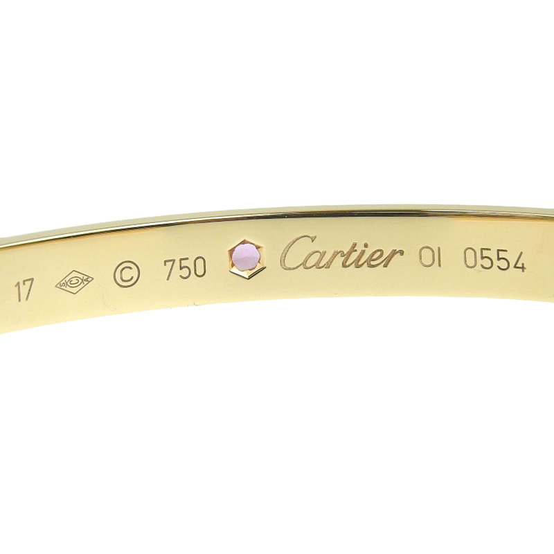 http://カルティエ%20CARTIER%20ラブオープンブレス%20ラブブレス%20ブレスレット%20バングル%20K18PG%201Pピンクサファイア%20#17%20B6030017%20中古%20CA0463