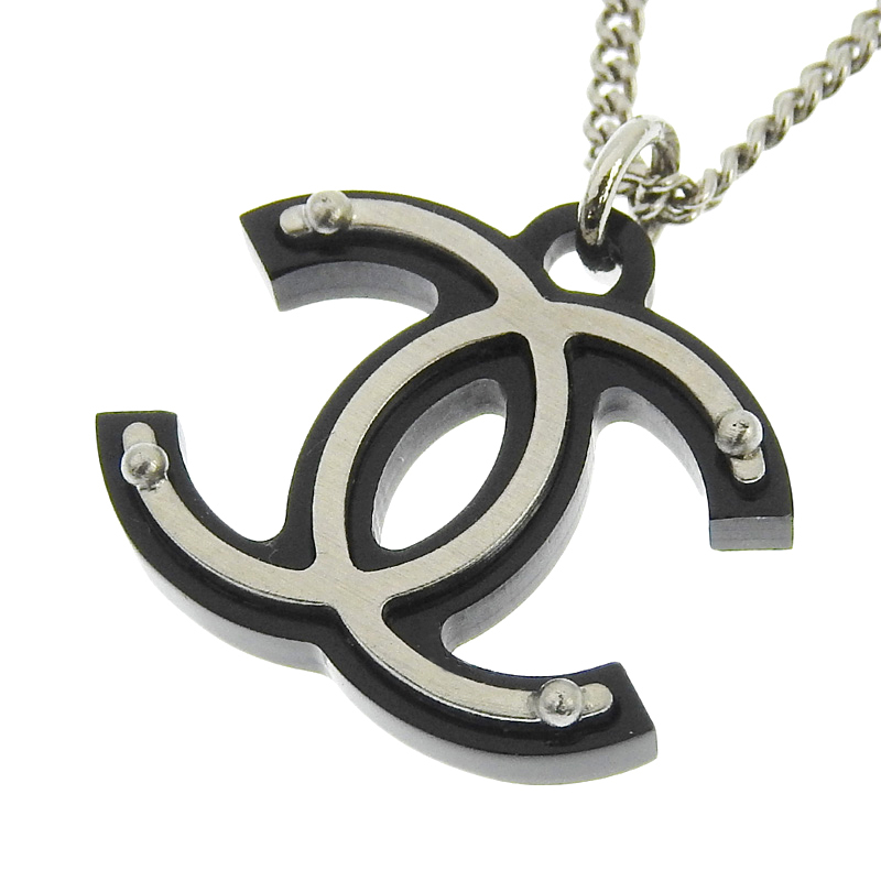 シャネル CHANEL ネックレス ココマーク ブラック/シルバー色 07A 中古 CH0944