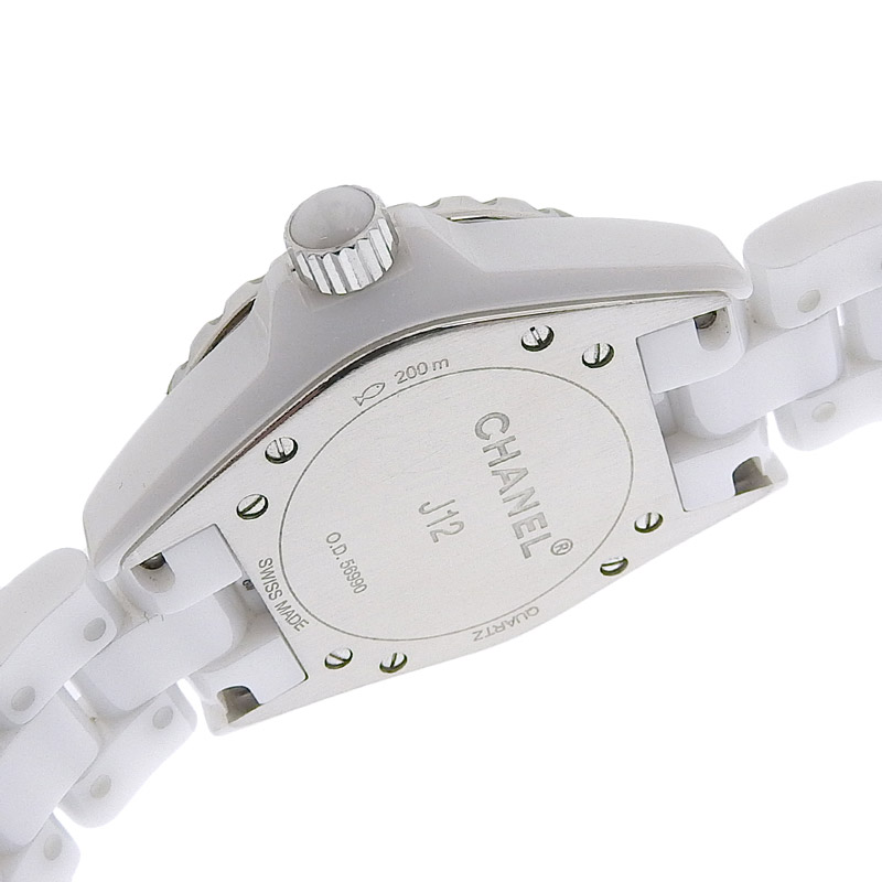 http://シャネル%20CHANEL%20J12%20レディース%20クォーツ%20腕時計%20セラミック/SS%2012Pダイヤモンド%20ホワイト文字盤%20H1628%20中古%20CH0948
