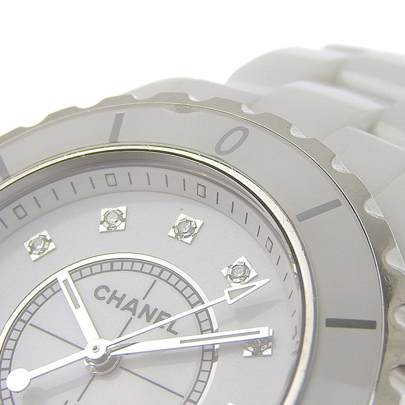 http://シャネル%20CHANEL%20J12%20レディース%20クォーツ%20腕時計%20セラミック/SS%2012Pダイヤモンド%20ホワイト文字盤%20H1628%20中古%20CH0948