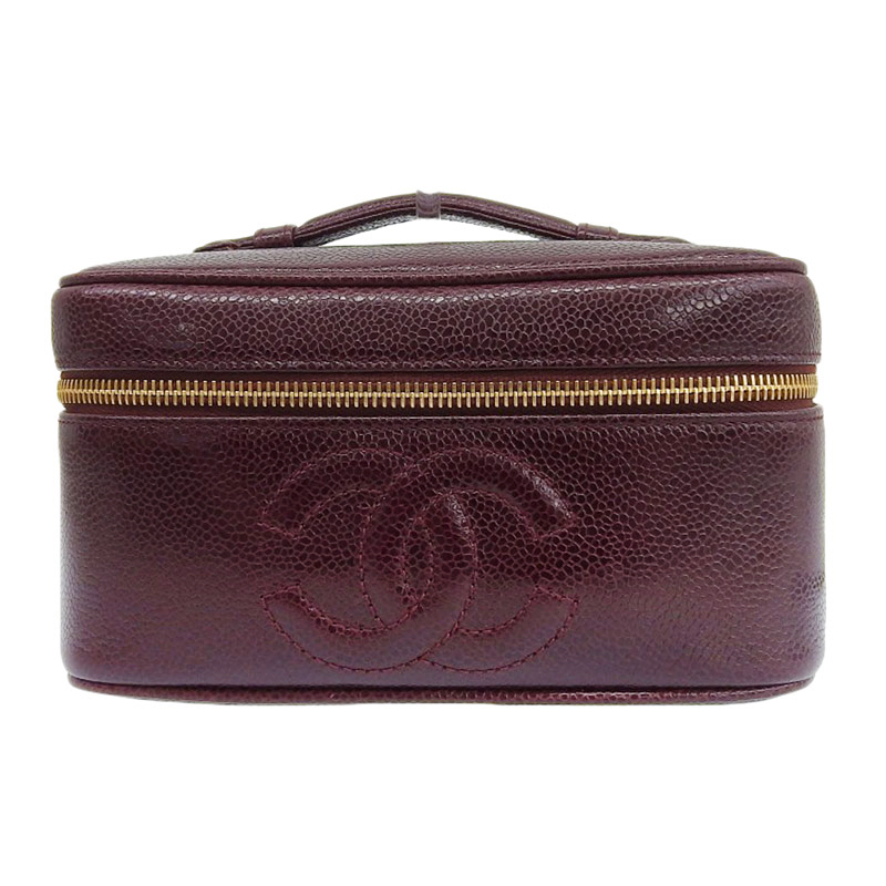 シャネル CHANEL バニティバッグ ハンドバッグ キャビアスキン ボルドー 2番台 中古 CH0950