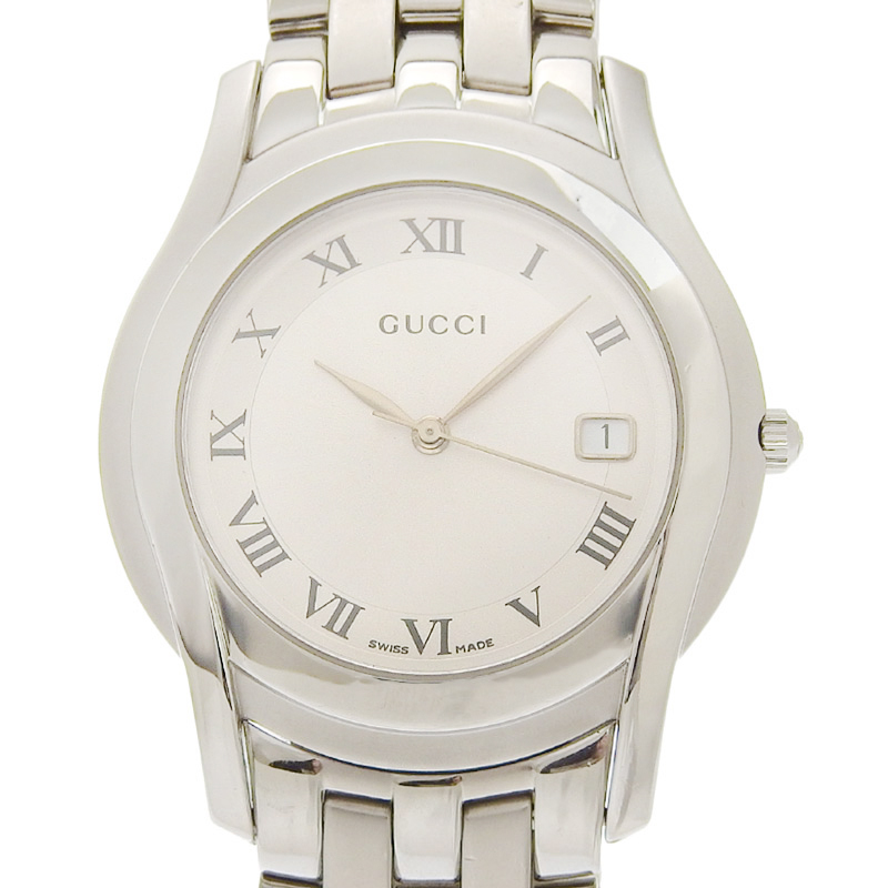 グッチ GUCCI 5500M メンズ クォーツ 腕時計 SS シルバー文字盤 中古 GU0601
