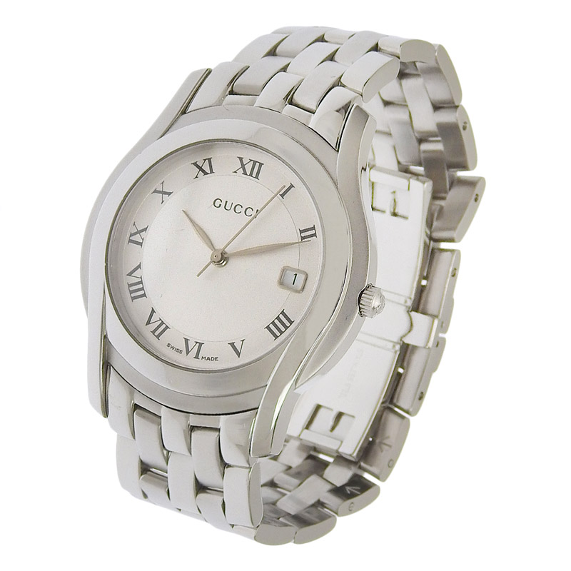http://グッチ%20GUCCI%205500M%20メンズ%20クォーツ%20腕時計%20SS%20シルバー文字盤%20中古%20GU0601