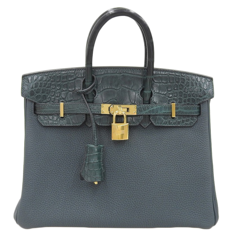 エルメス HERMES バーキン25 ハンドバッグ アリゲーター グリーン GP金具 Z刻印 2021年 中古 HE0963