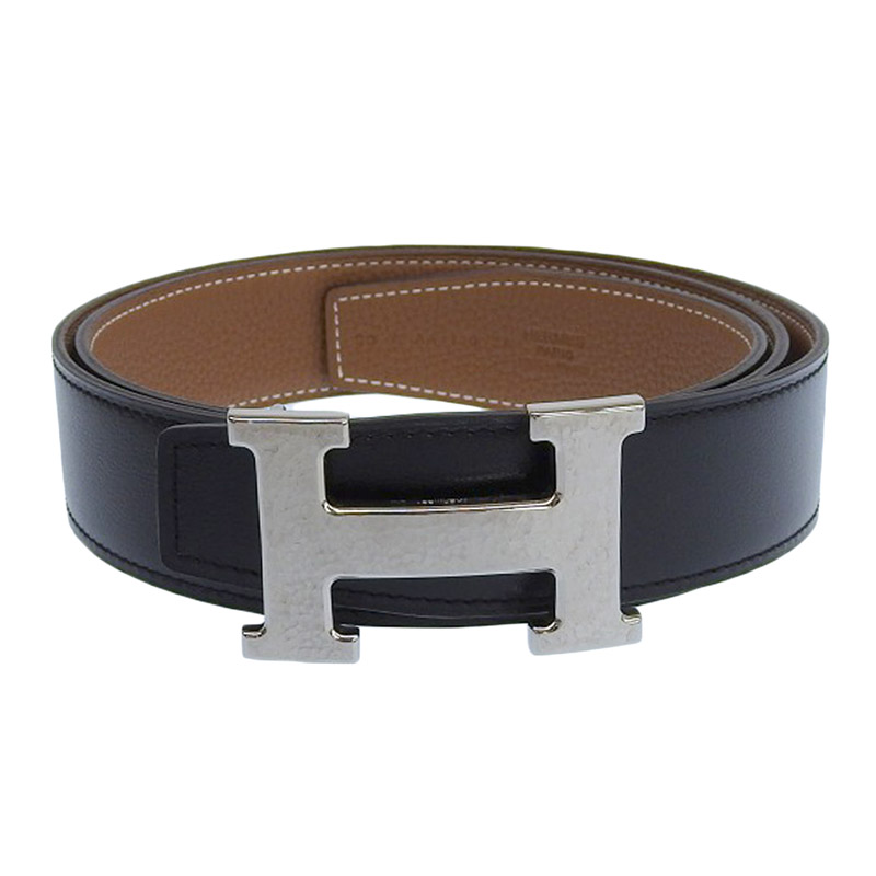 エルメス コンスタンス マルトレ リバーシブルベルト Hベルト レザー ブラウン/ブラック シルバー金具 Y刻印 2020年 美品 HE0966