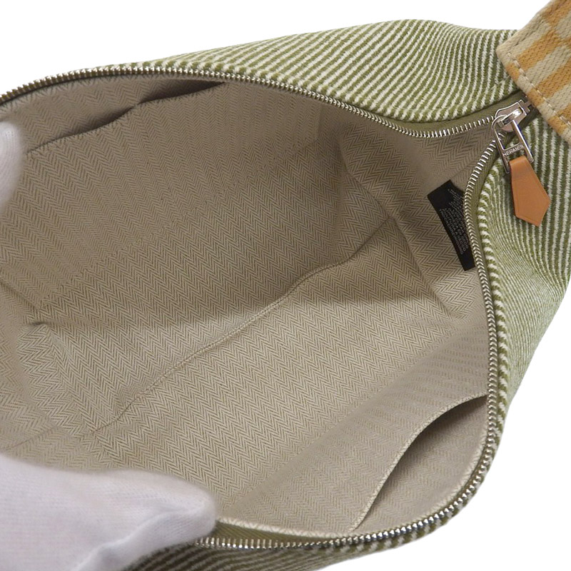 http://エルメス%20HERMES%20ブリッド・ア・ブラックPM%20ポーチ%20ハンドバッグ%20ウール%20コットンキャンバス%20グリーン%20美品%20HE0968