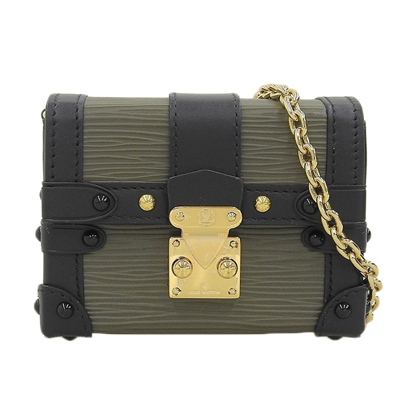 ルイヴィトン LOUIS VUITTON エピ ポルトフォイユトランクミニ ショルダーバッグ チェーンショルダー カーキ ブラック 美品 LV1600