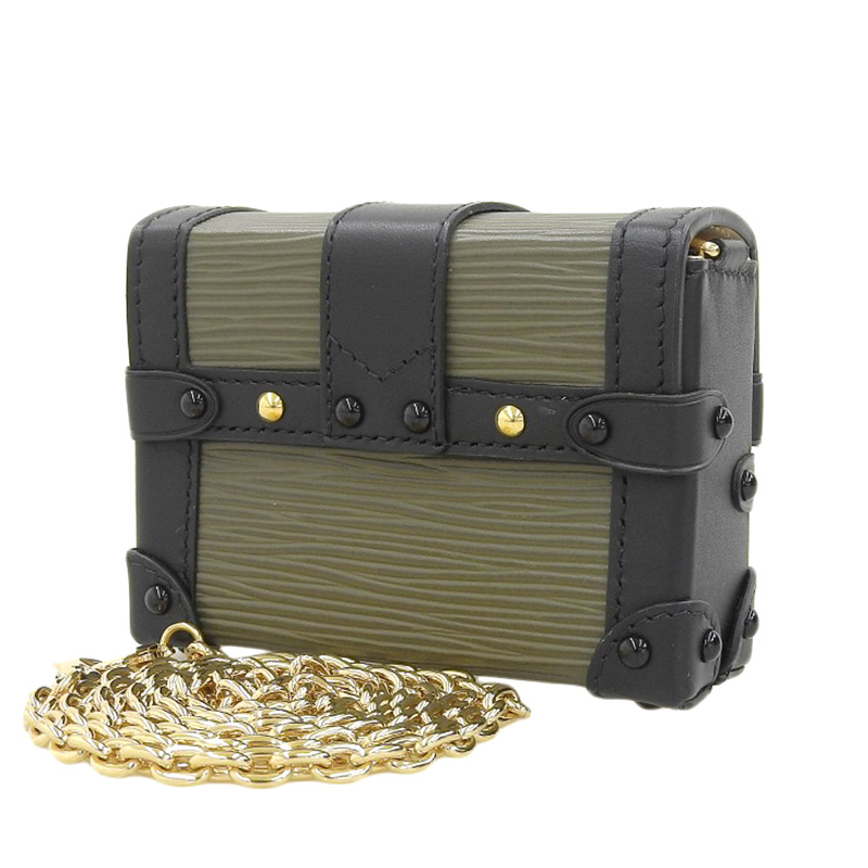 http://ルイヴィトン%20LOUIS%20VUITTON%20エピ%20ポルトフォイユトランクミニ%20ショルダーバッグ%20チェーンショルダー%20カーキ%20ブラック%20美品%20LV1600