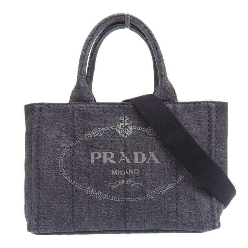 プラダ PRADA カナパ 2WAYバッグ トートバッグ ハンドバッグ デニム ブラック 中古 OB1912