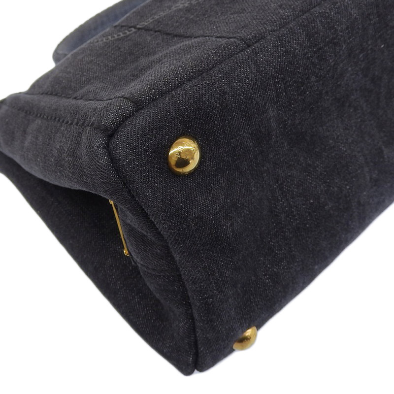 http://プラダ%20PRADA%20カナパ%202WAYバッグ%20トートバッグ%20ハンドバッグ%20デニム%20ブラック%20中古%20OB1912