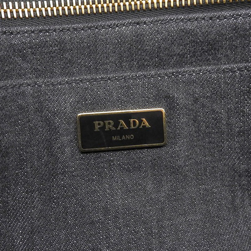 http://プラダ%20PRADA%20カナパ%202WAYバッグ%20トートバッグ%20ハンドバッグ%20デニム%20ブラック%20中古%20OB1912