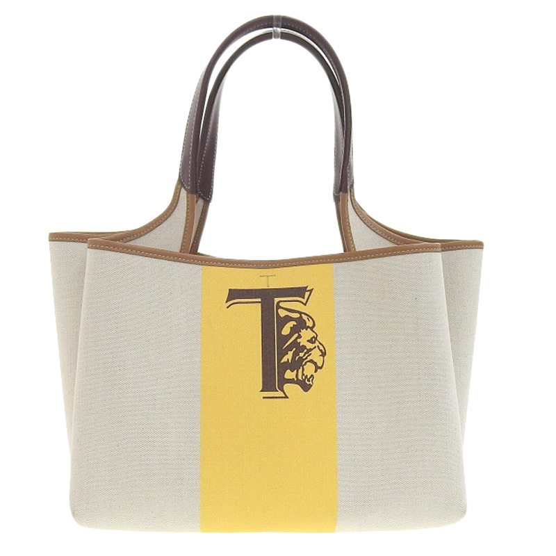 http://トッズ%20TOD'S%20トートバッグ%20キャンバス/レザー%20ベージュ/ブラウン%20中古%20OB1995