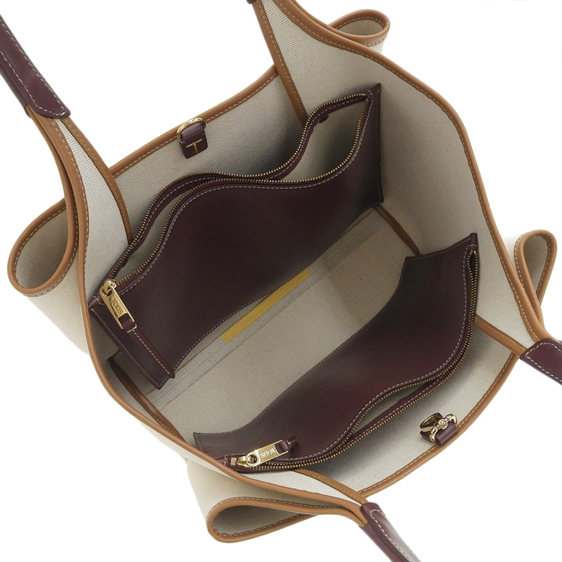 http://トッズ%20TOD'S%20トートバッグ%20キャンバス/レザー%20ベージュ/ブラウン%20中古%20OB1995