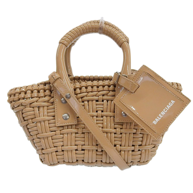 http://バレンシアガ%20BALENCIAGA%20ビストロバスケットXXS%202WAYバッグ%20ハンドバッグ%20エナメル%20ベージュ%20678028%20中古%20OB1998