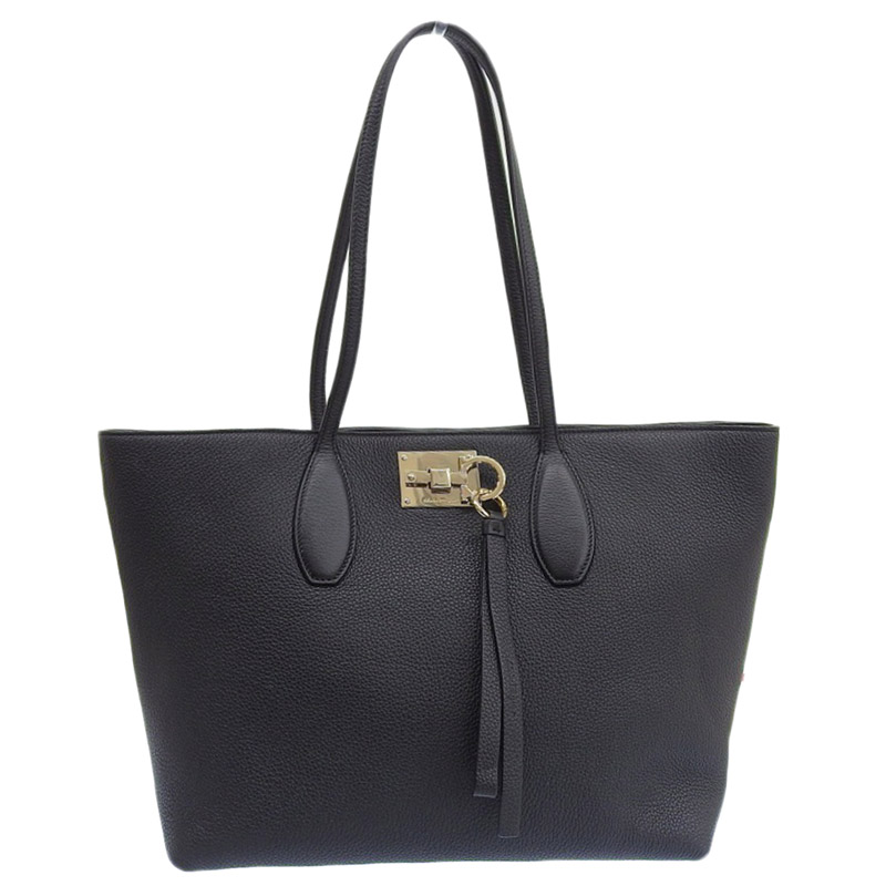 フェラガモ FERRAGAMO トートバッグ レザー ブラック 中古 OB2031