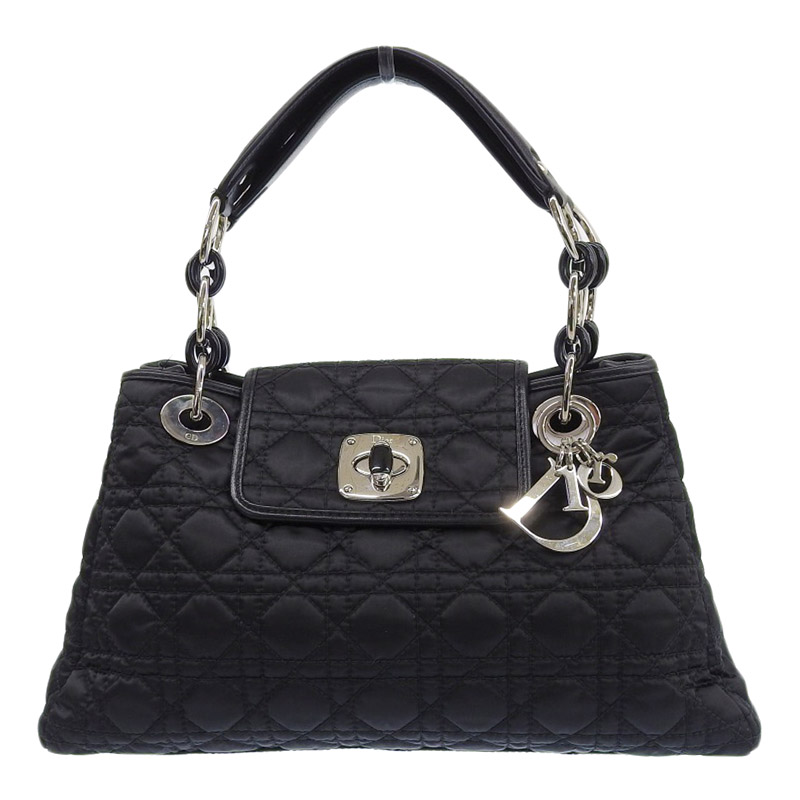 ディオール CHRISTIAN DIOR ハンドバッグ ナイロン/レザー ブラック 中古 OB2032