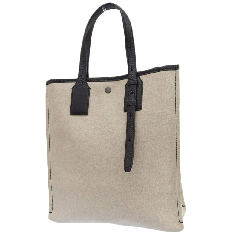 http://フェラガモ%20FERRAGAMO%20ロゴ%20トートバッグ%20キャンバス/レザー%20ベージュ/ブラック%20中古%20OB2052