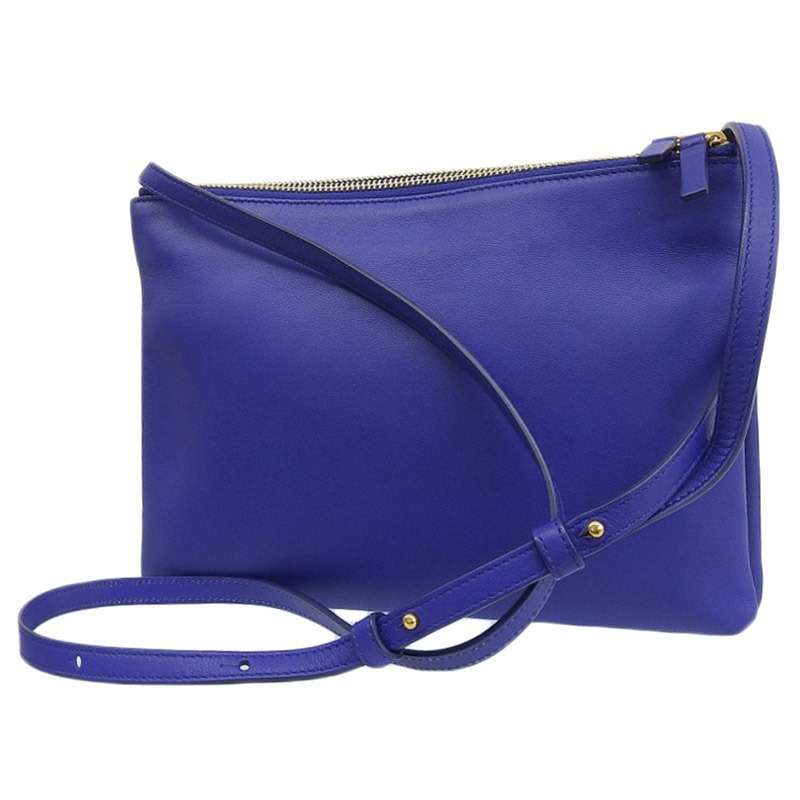 http://セリーヌ%20CELINE%20トリオ%20ラージ%20ショルダーバッグ%20レザー%20ブルー%20中古%20OB2060