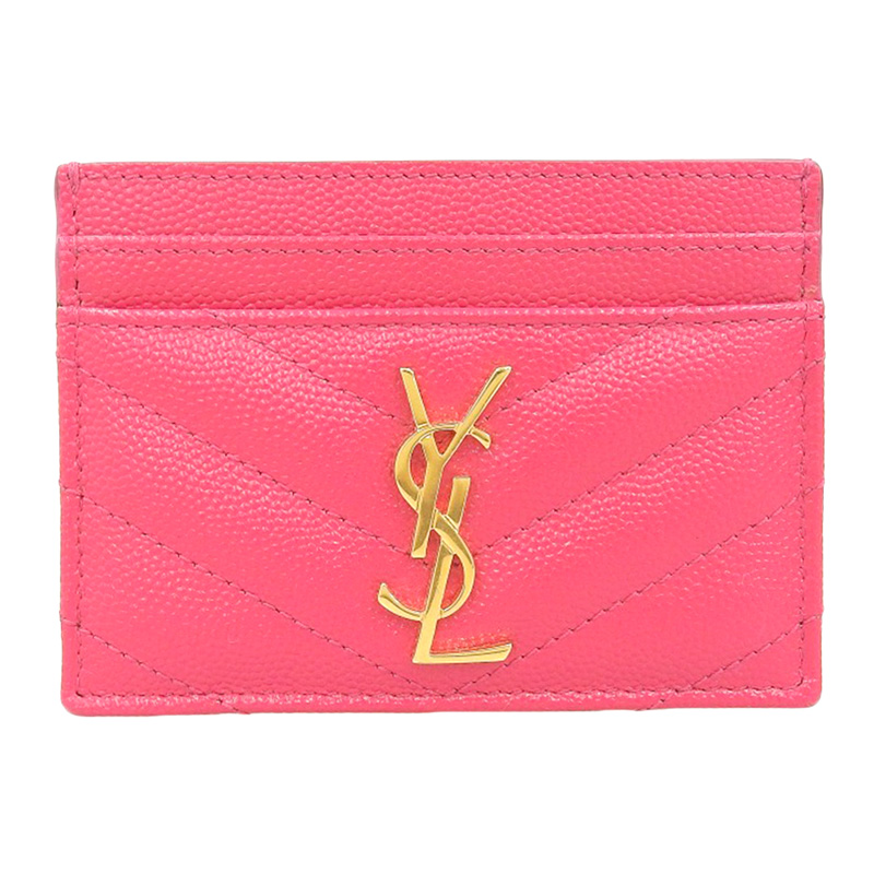 サンローラン SAINT LAURENT カードケース 名刺入れ レザー ピンク 中古 OBB0563