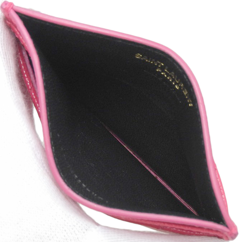 http://サンローラン%20SAINT%20LAURENT%20カードケース%20名刺入れ%20レザー%20ピンク%20中古%20OBB0563