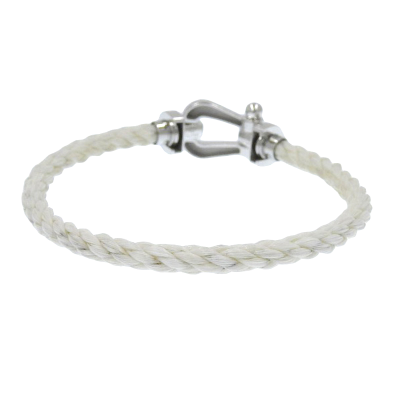 http://フレッド%20FRED%20フォース10%20LM%20ブレスレット%20ケーブル2本%20K18WG%20ホワイト/ネイビー%20OB0005%20中古%20OBJ0459