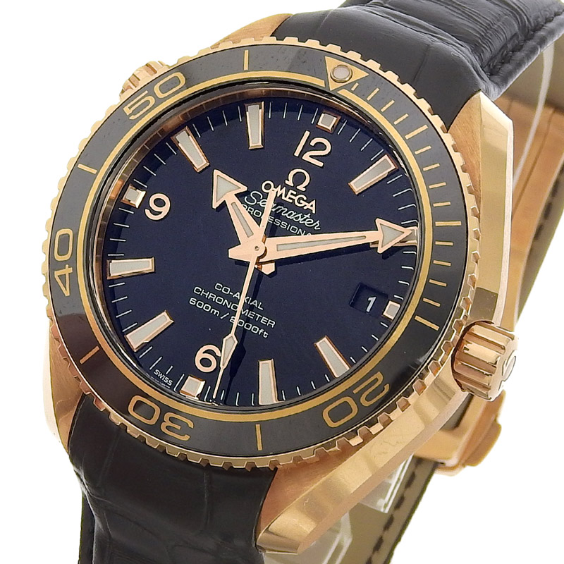 http://オメガ%20シーマスター%20プラネットオーシャン%20コーアクシャル%20メンズ%20自動巻き%20K18PG/革%20黒文字盤%20232.63.42.21.01.001%20中古%20OW0440