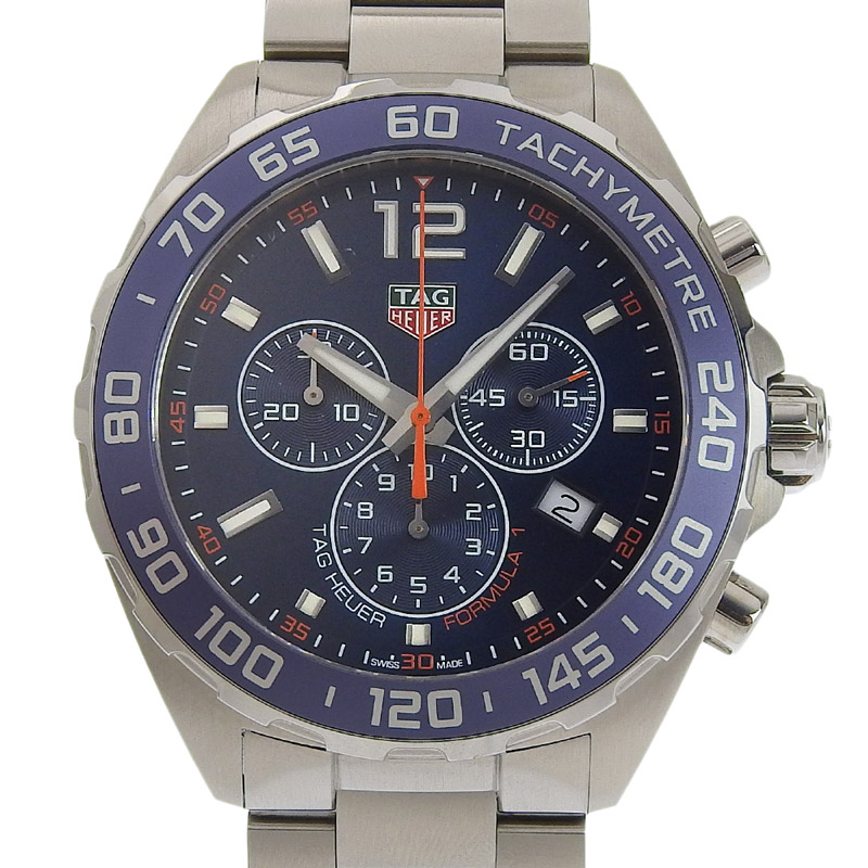 タグホイヤー TAG HEUER フォーミュラ1 クロノグラフ メンズ クォーツ 腕時計 SS ブルー文字盤 CAZ1014.BA0842 中古 OW0442