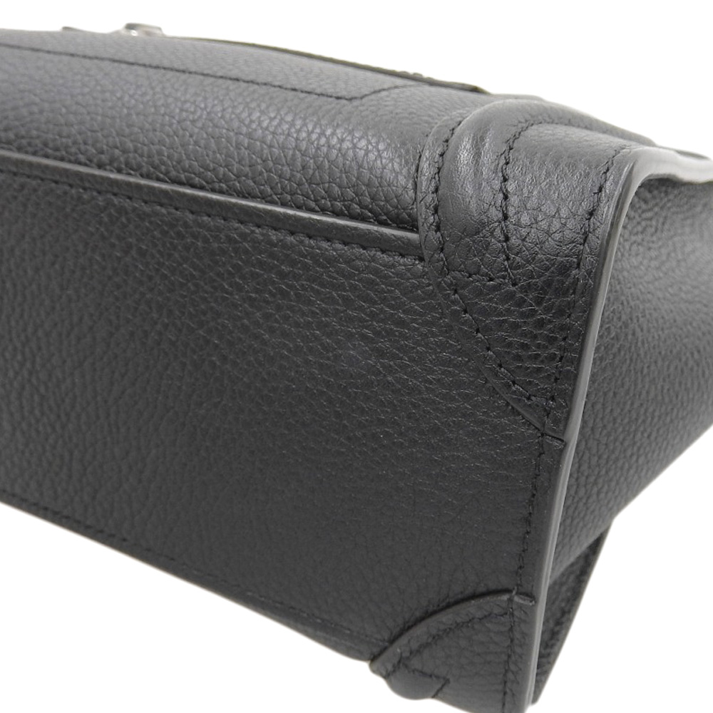 http://セリーヌ%20CELINE%20ラゲージ%20ナノショッパー%202WAYバッグ%20ハンドバッグ%20ショルダーバッグ%20レザー%20ブラック%20中古%20OB2048