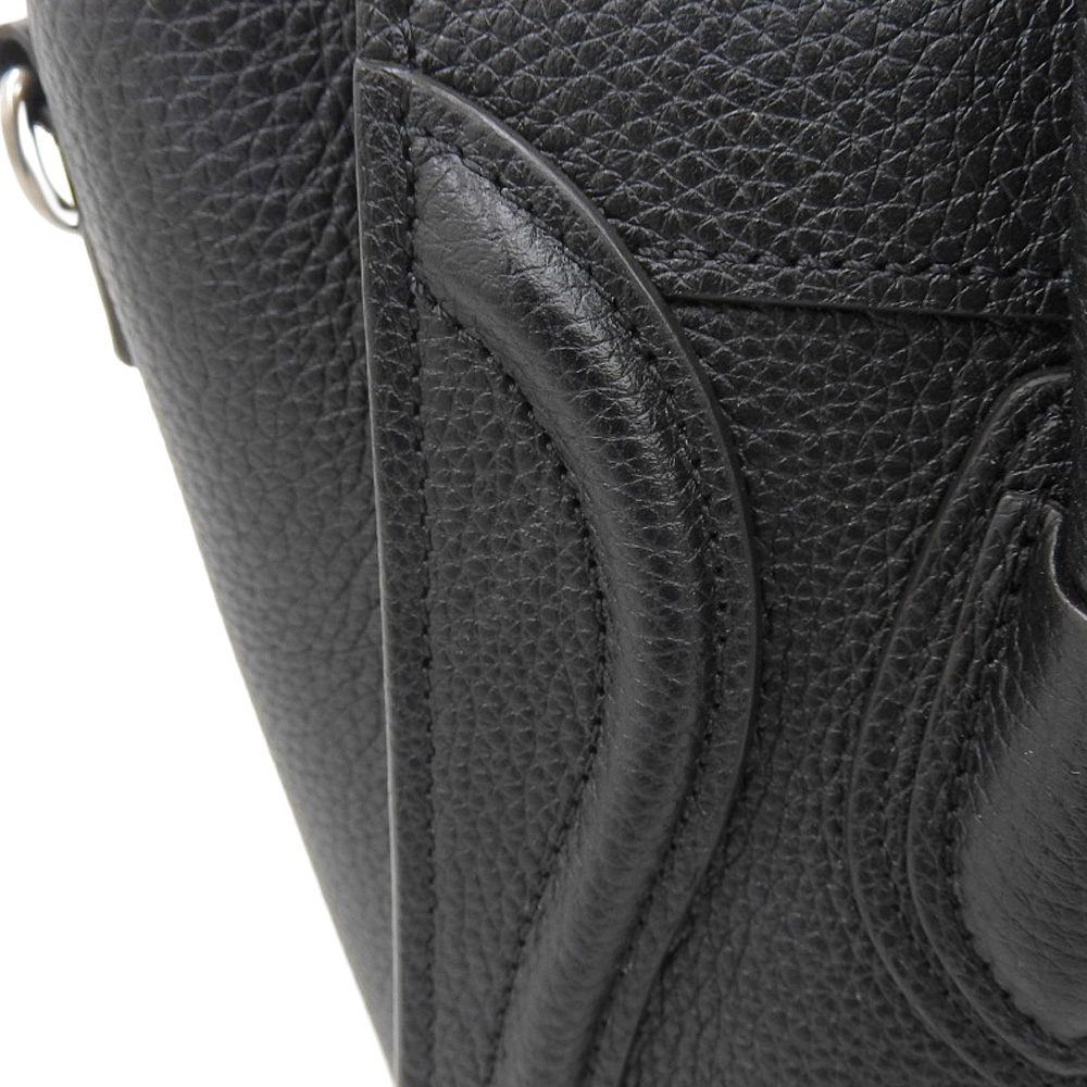 http://セリーヌ%20CELINE%20ラゲージ%20ナノショッパー%202WAYバッグ%20ハンドバッグ%20ショルダーバッグ%20レザー%20ブラック%20中古%20OB2048