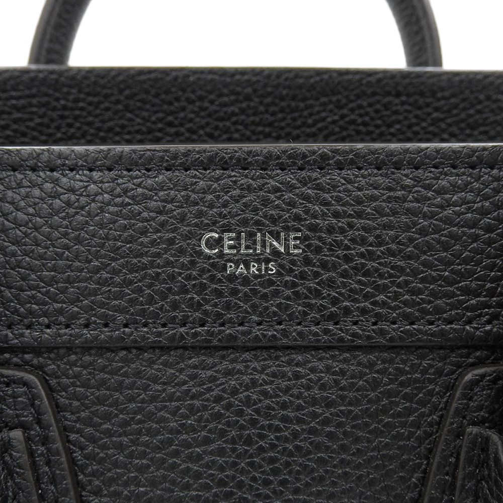 http://セリーヌ%20CELINE%20ラゲージ%20ナノショッパー%202WAYバッグ%20ハンドバッグ%20ショルダーバッグ%20レザー%20ブラック%20中古%20OB2048