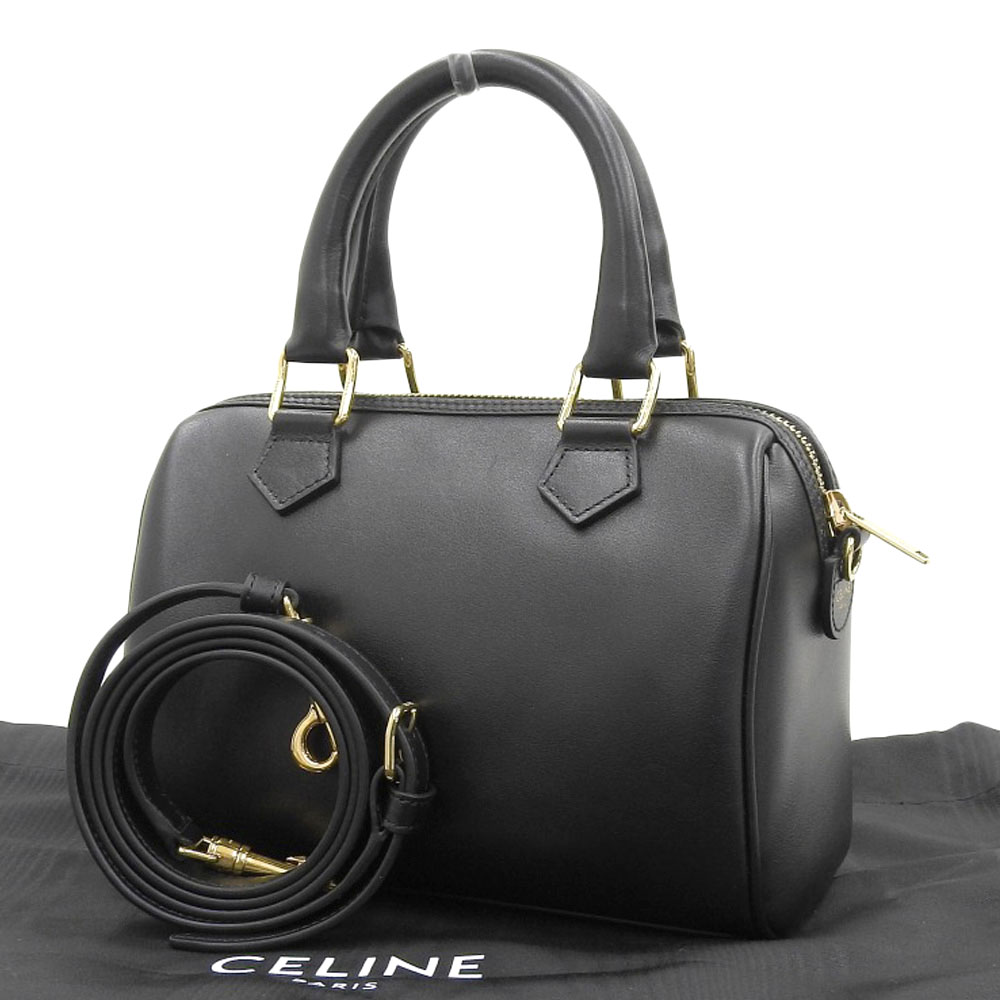 http://セリーヌ%20CELINE%20スモールボストン%202WAYバッグ%20ショルダーバッグ%20トリオンフ%20キュイル%20レザー%20ブラック%20113773DU3%20中古%20OB2066
