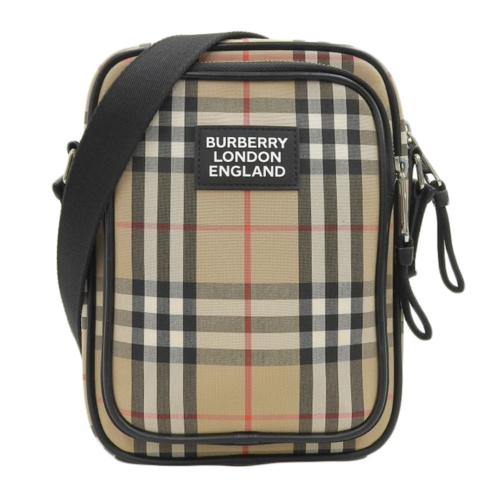 http://バーバリー%20BURBERRY%20ショルダーバッグ%20ノバチェック%20キャンバス/レザー%20ベージュ/ブラック%208023381%20中古%20OB2068