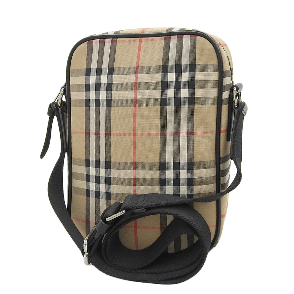 http://バーバリー%20BURBERRY%20ショルダーバッグ%20ノバチェック%20キャンバス/レザー%20ベージュ/ブラック%208023381%20中古%20OB2068